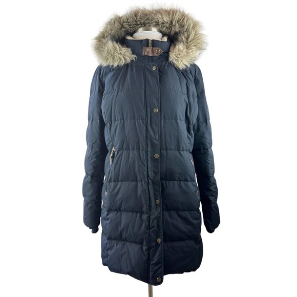 *Flaw Lauren Ralph Lauren Faux Fur Down Coat Black Faux Leather Trim Sherpa XXL - Picture 2 of 16